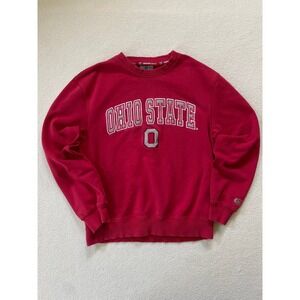 Colosseum Mens Medium Sweatshirt Red Ohio State Buckeyes Embroidered Crewneck